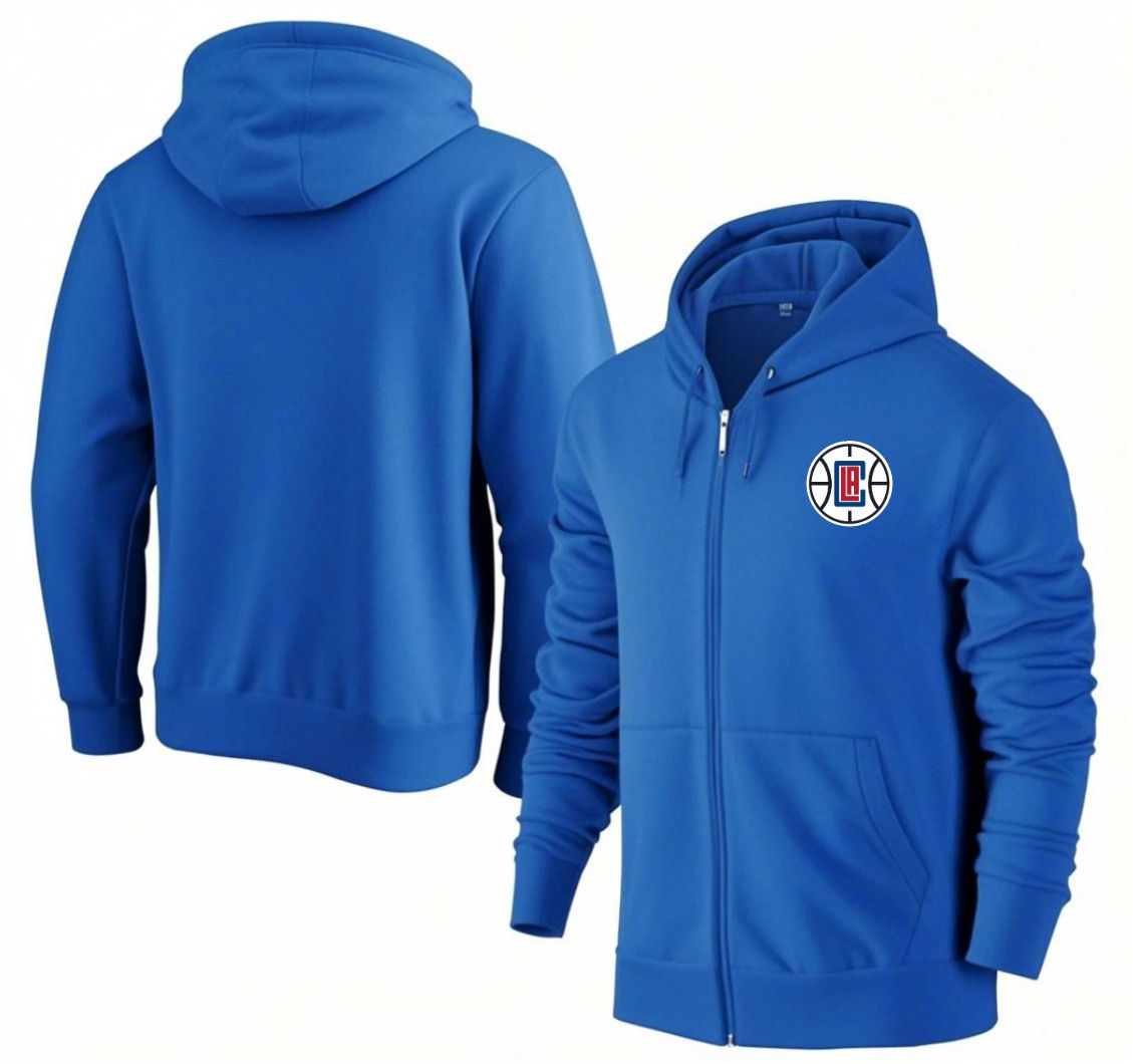 Men Los Angeles Clippers Blue Zipper hoodie 2025 NBA Jersey style 1->los angeles clippers->NBA Jersey